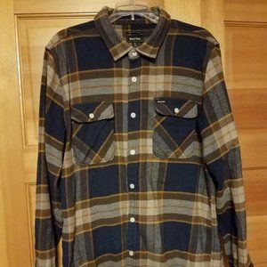 Brixton Bowery LS Flannel Shirt, Joe Blue, mens sz L